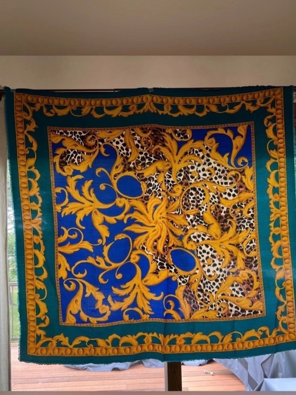 Vintage Accessory Street Blue & Gold Animal Print Scarf